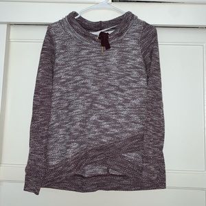 Knit cross front small turtleneck sweatshirt